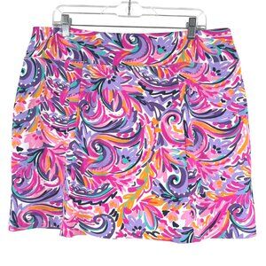 Ibkul Golf Skort Skirt XL Multicolored Swirl Printed Colorful Athletic SS-2098